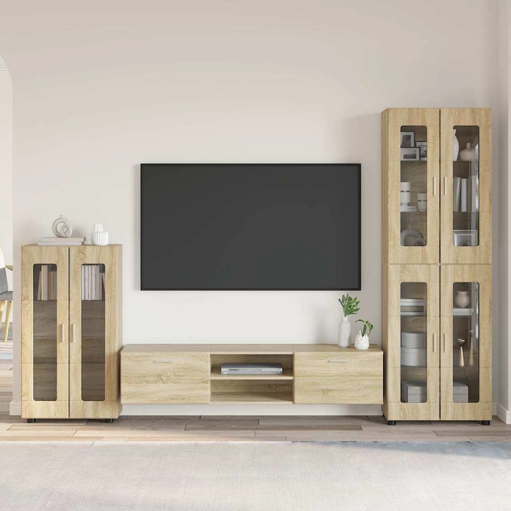 TV spintelių komplektas FLORIN 3 vnt. Sonoma ąžuolas