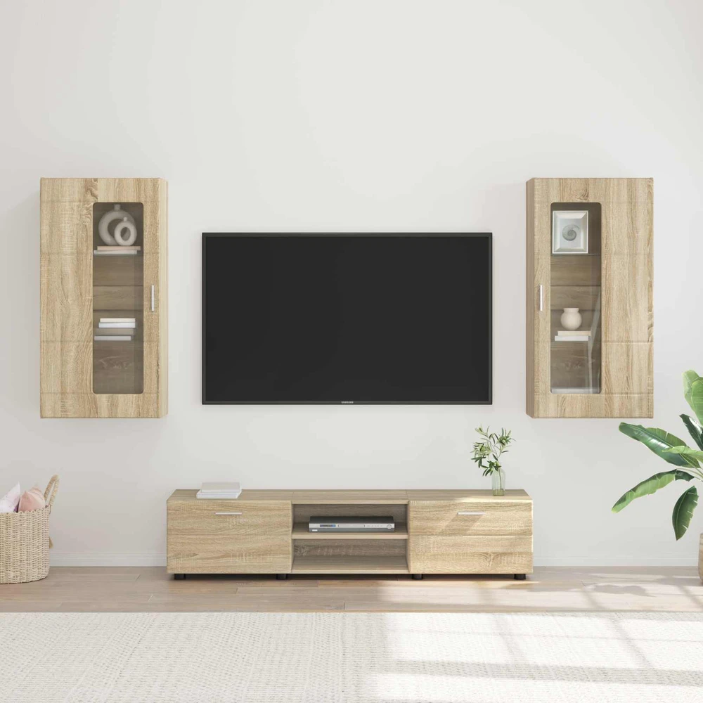 TV spintelių komplektas FLORIN 3 vnt. Sonoma ąžuolas