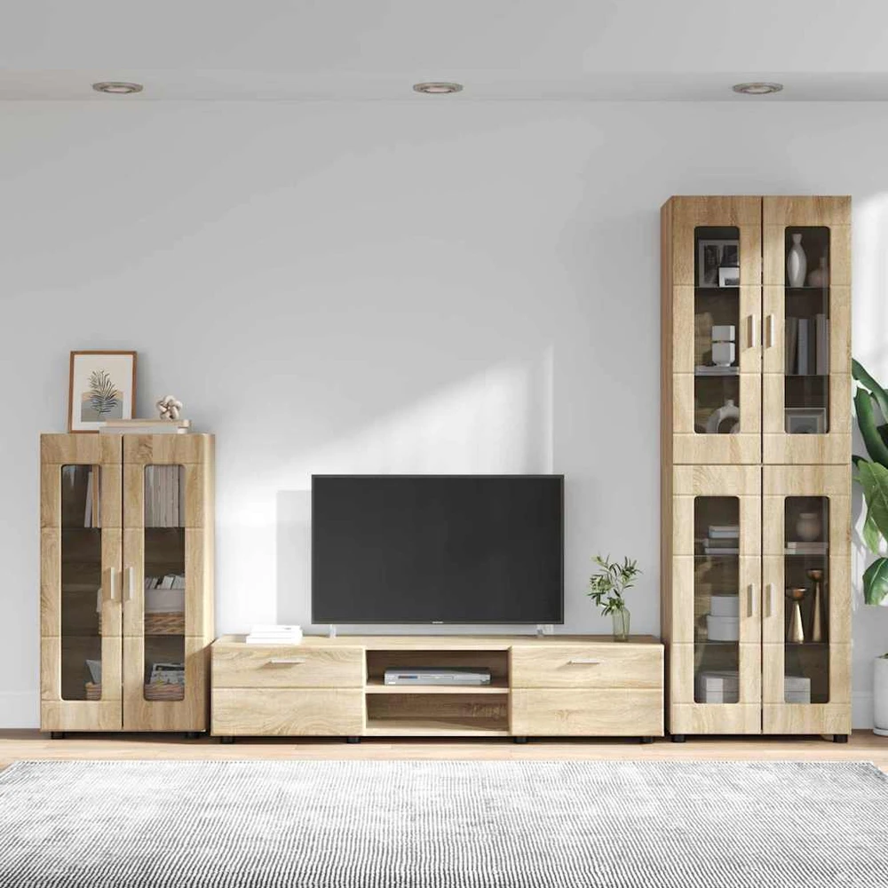 TV spintelių komplektas FLORIN 3 vnt. Sonoma ąžuolas