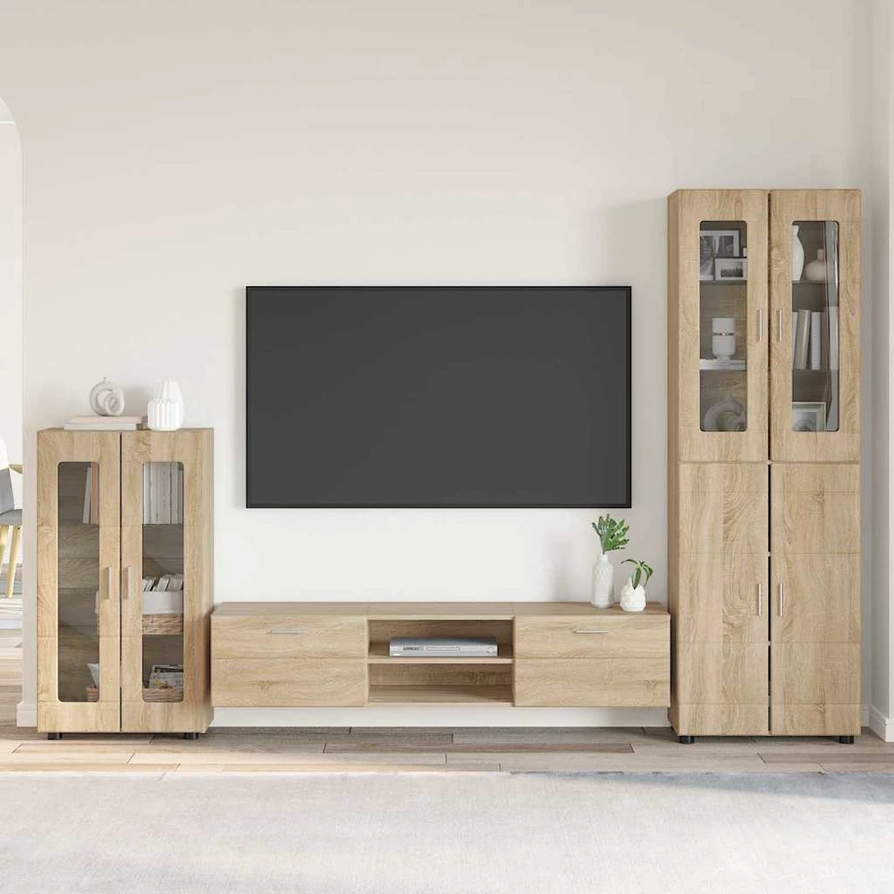 TV spintelių komplektas FLORIN 3 vnt. Sonoma ąžuolas