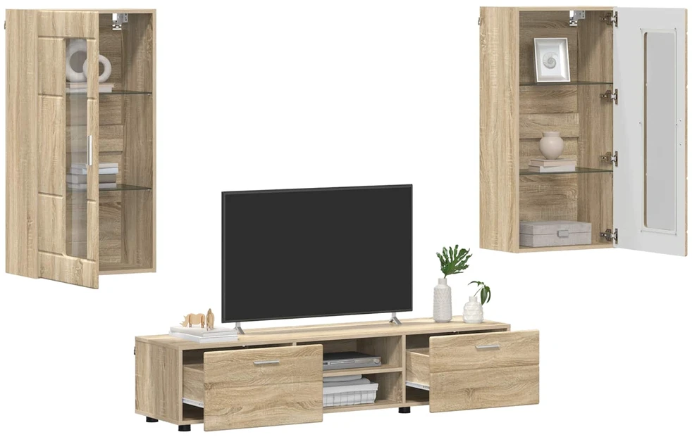 TV spintelių komplektas FLORIN 3 vnt. Sonoma ąžuolas