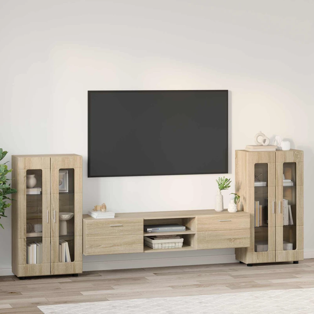 TV spintelių komplektas FLORIN 3 vnt. Sonoma ąžuolas