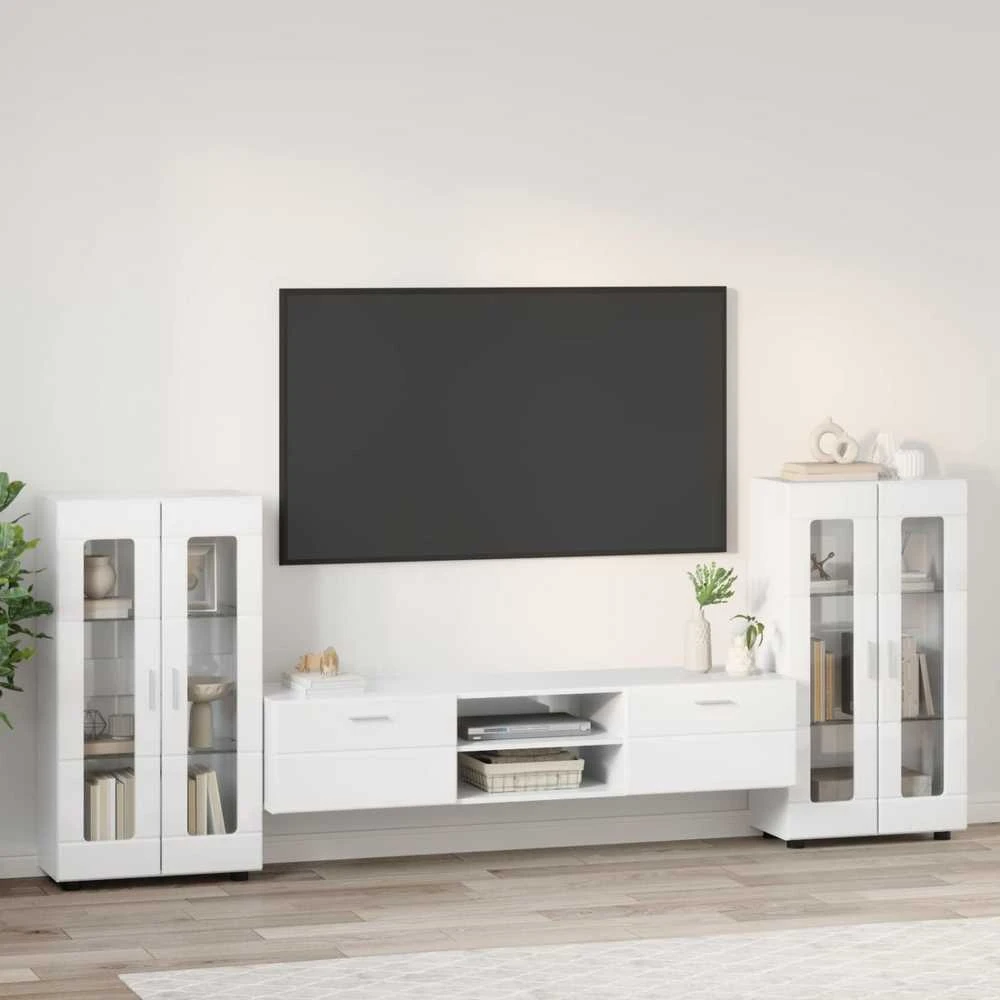 TV spintelių komplektas FLORIN 3 vnt. Aukštai blizganti balta