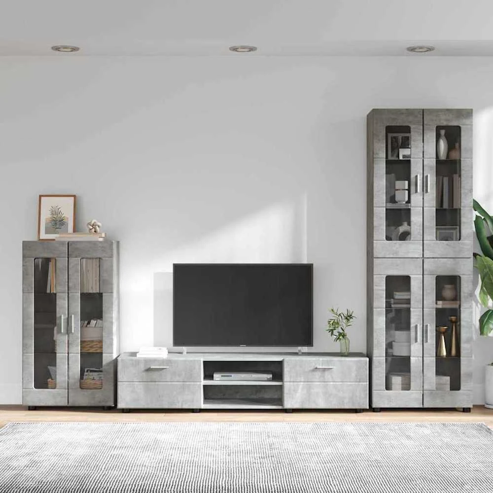 TV spintelių komplektas FLORIN 3 vnt. Betono pilka