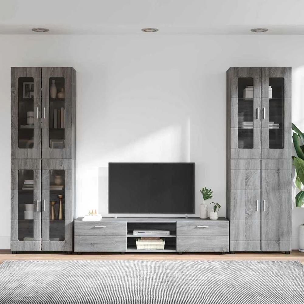 TV spintelių komplektas FLORIN 3 vnt. Pilkas Sonoma