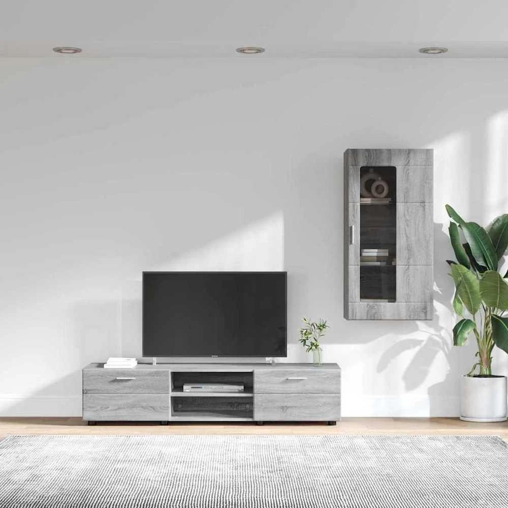 TV spintelių komplektas FLORIN 3 vnt. Pilkas Sonoma