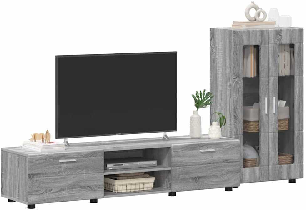 TV spintelių komplektas FLORIN 3 vnt. Pilkas Sonoma