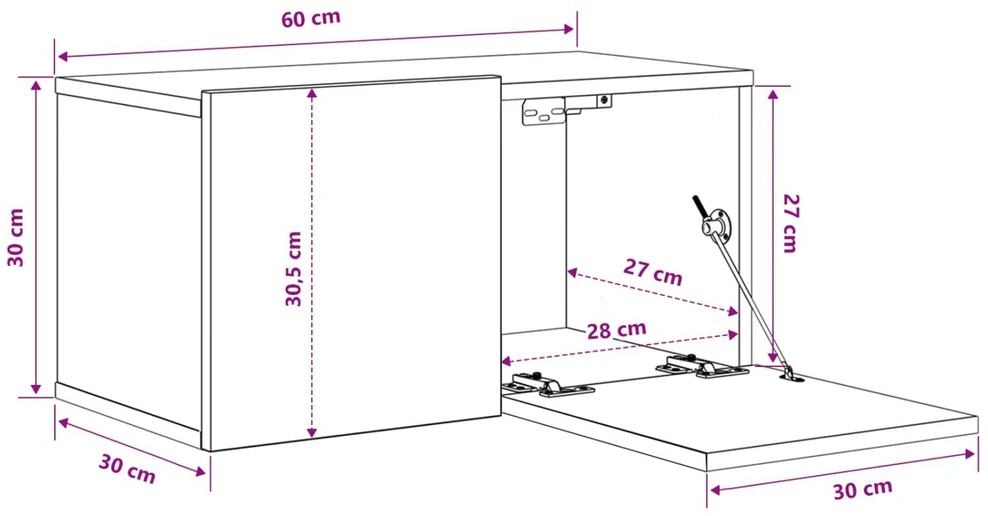 TV staliukas TV spintelių komplektas 60 x 30 x 30 cm Ruda Apdirbta mediena