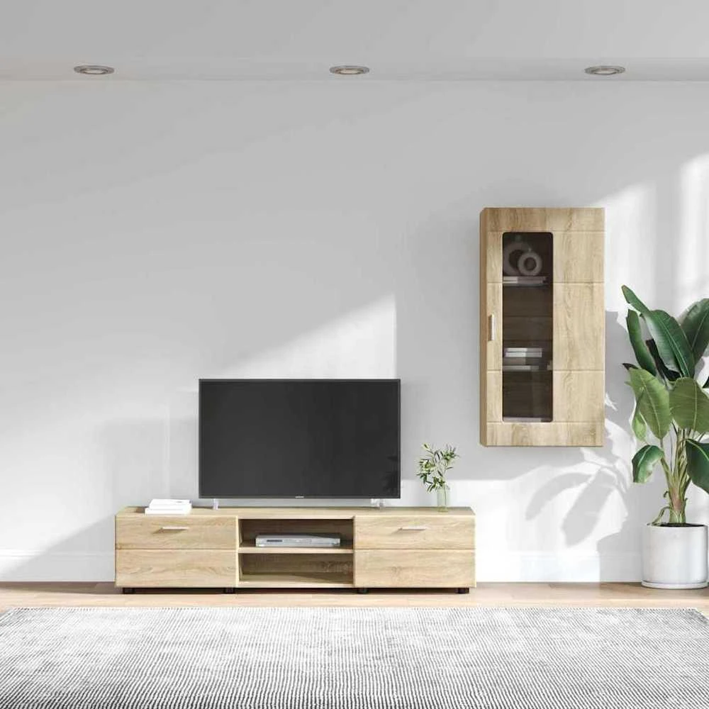 TV spintelių komplektas FLORIN 3 vnt. Sonoma ąžuolas