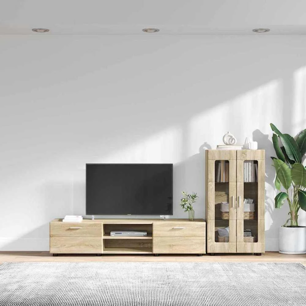 TV spintelių komplektas FLORIN 3 vnt. Sonoma ąžuolas