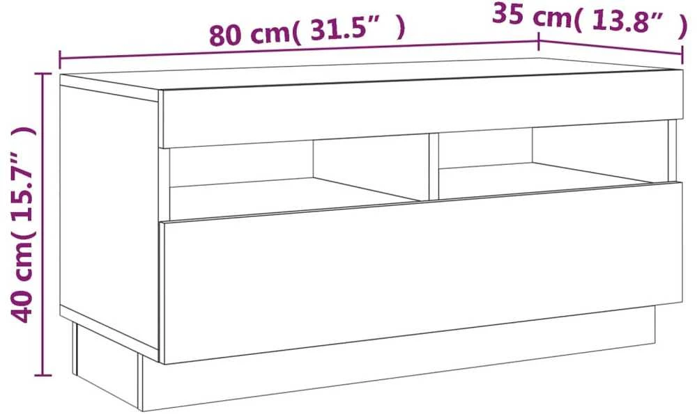 TV staliukas TV spintelių komplektas su LED, 2 dalių, pilkas ąžuolo, mediena