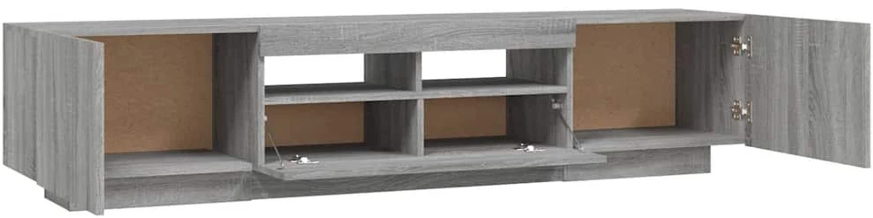 TV staliukas TV spintelių komplektas su LED, 2 dalių, pilkas ąžuolo, mediena