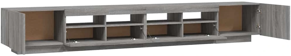 TV staliukas TV spintelių komplektas su LED, 3 dalių, pilkas ąžuolo, mediena