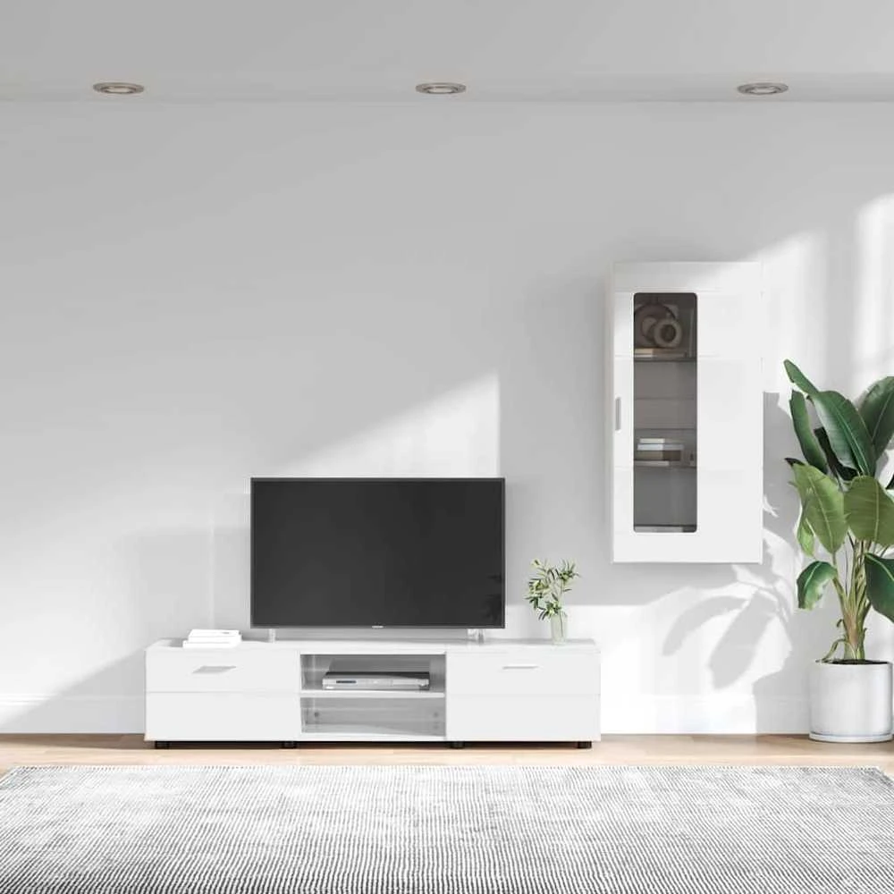 TV spintelių komplektas FLORIN 3 vnt. Aukštai blizganti balta