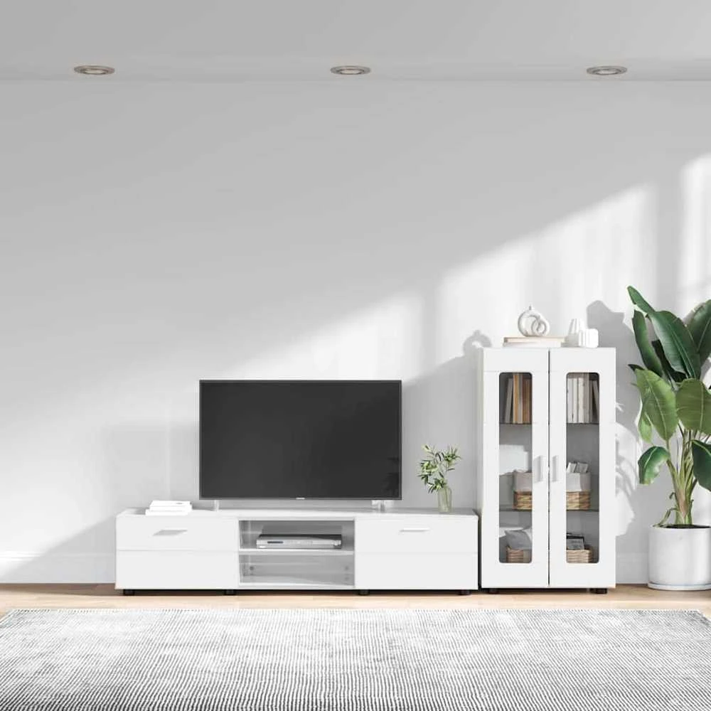 TV spintelių komplektas FLORIN 3 vnt. Aukštai blizganti balta