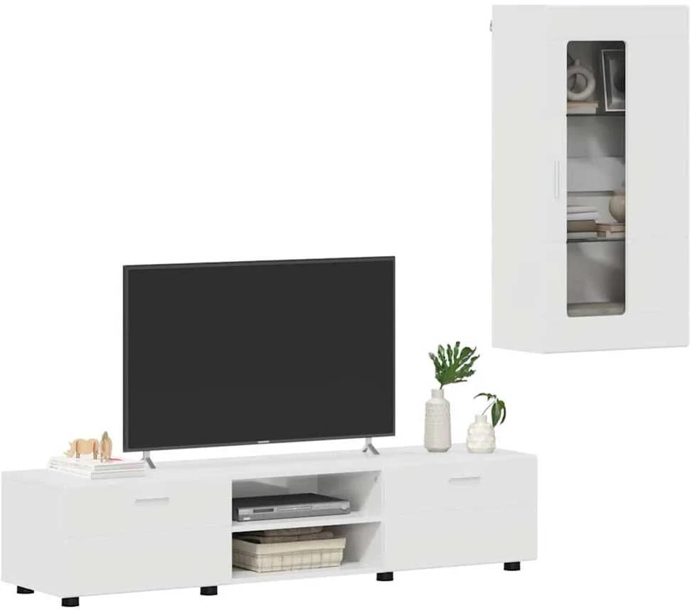 TV spintelių komplektas FLORIN 3 vnt. Aukštai blizganti balta