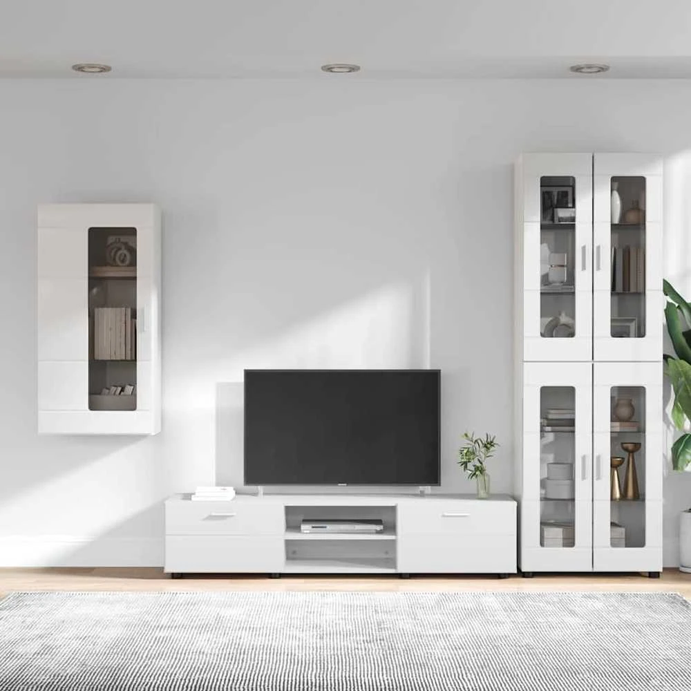 TV spintelių komplektas FLORIN 3 vnt. Aukštai blizganti balta