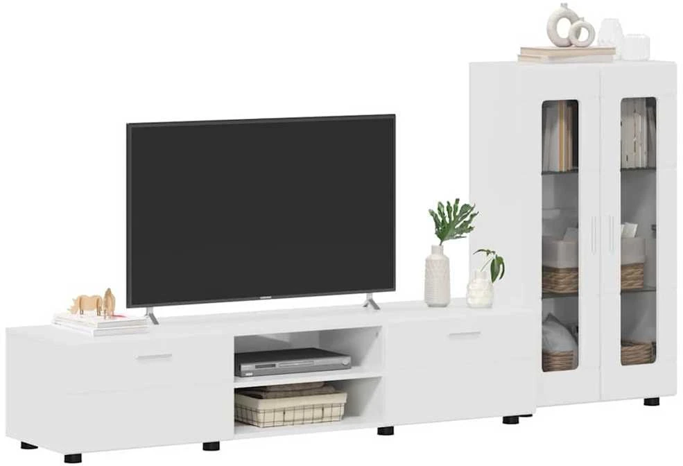 TV spintelių komplektas FLORIN 3 vnt. Aukštai blizganti balta