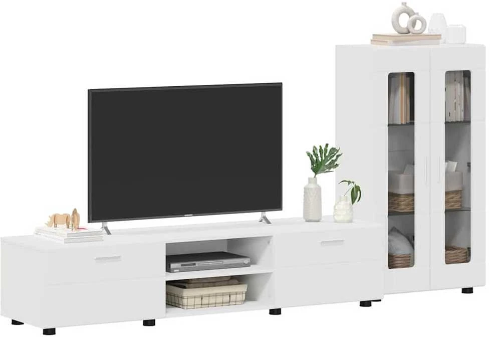 TV spintelių komplektas FLORIN 3 vnt. Balta Apdirbta mediena