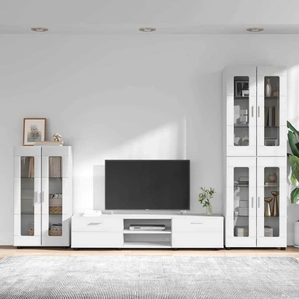 TV spintelių komplektas FLORIN 3 vnt. Balta Apdirbta mediena
