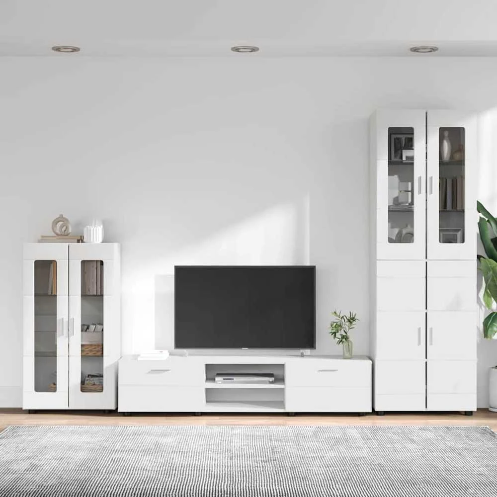 TV spintelių komplektas FLORIN 3 vnt. Balta Apdirbta mediena
