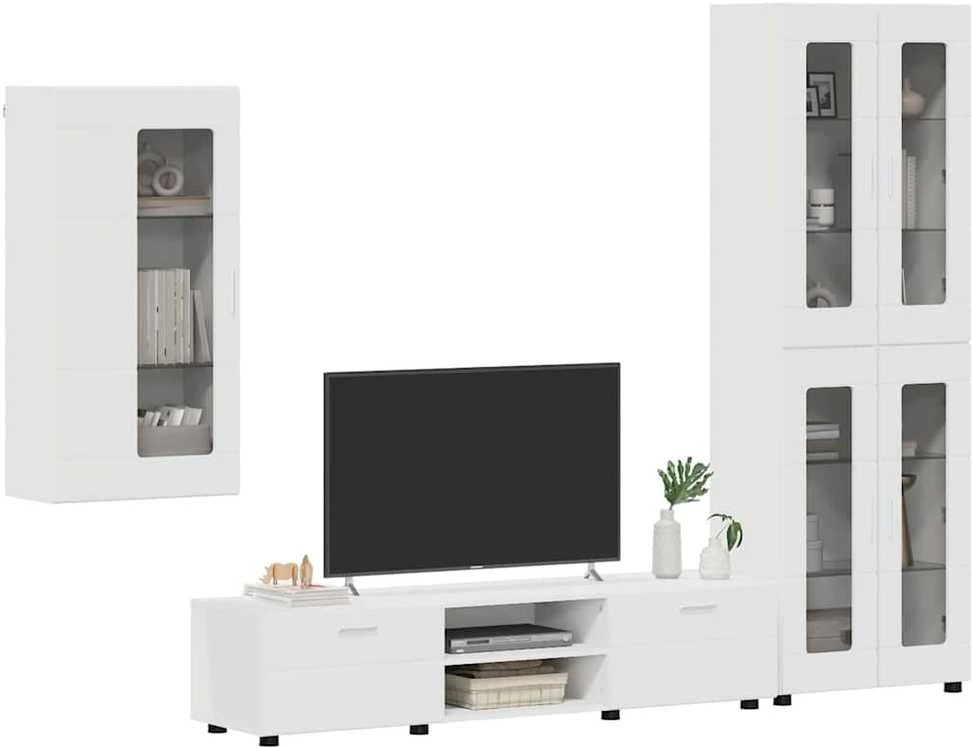 TV spintelių komplektas FLORIN 3 vnt. Balta Apdirbta mediena