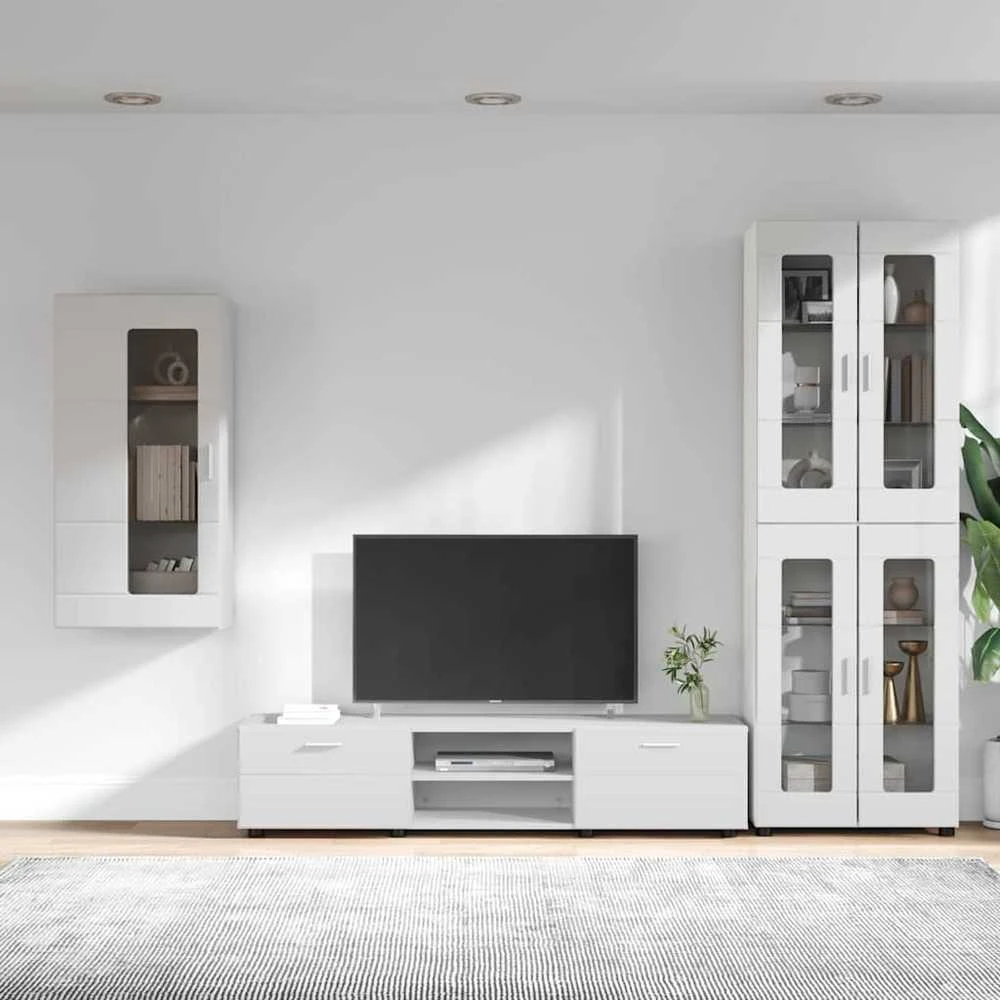 TV spintelių komplektas FLORIN 3 vnt. Balta Apdirbta mediena