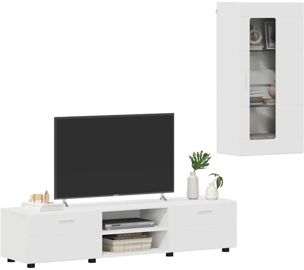 TV spintelių komplektas FLORIN 3 vnt. Balta Apdirbta mediena