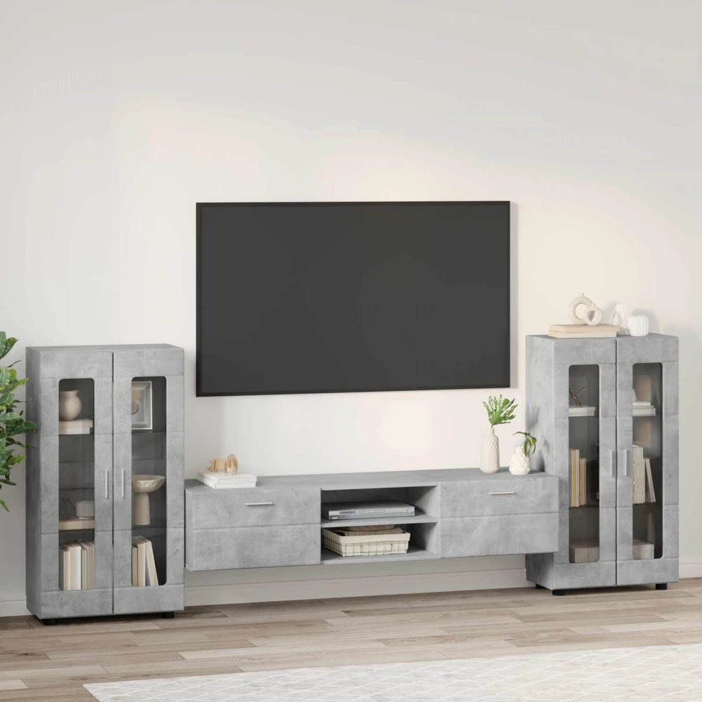 TV spintelių komplektas FLORIN 3 vnt. Betono pilka