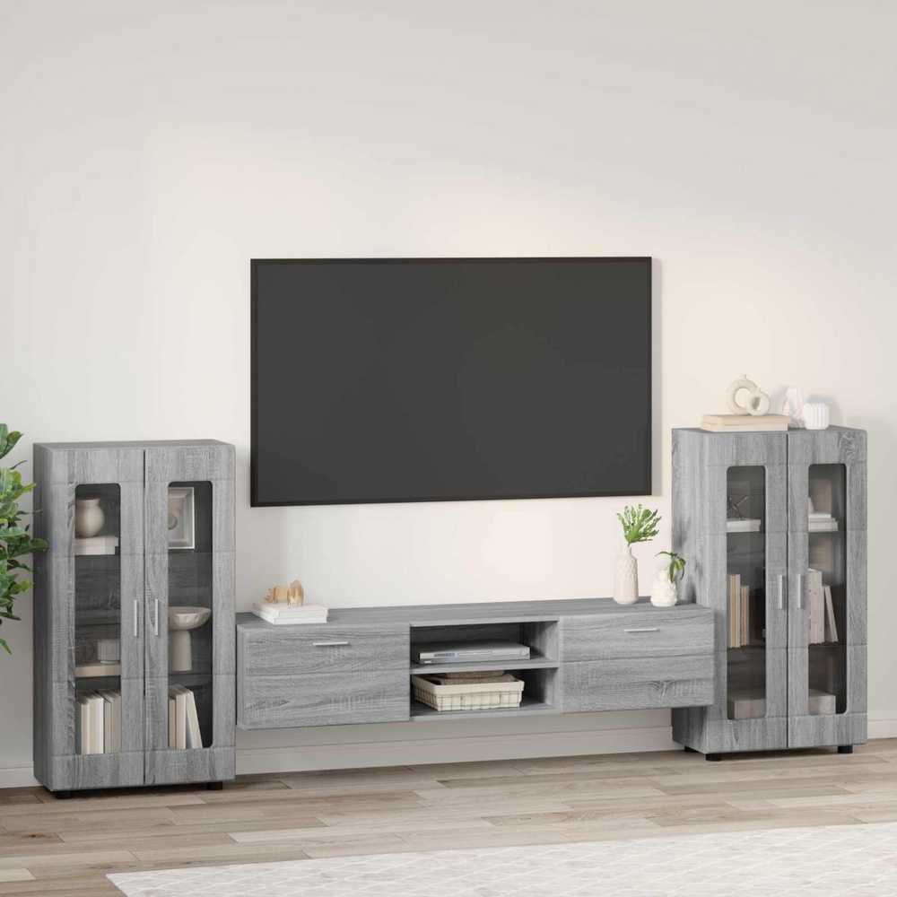 TV spintelių komplektas FLORIN 3 vnt. Pilkas Sonoma