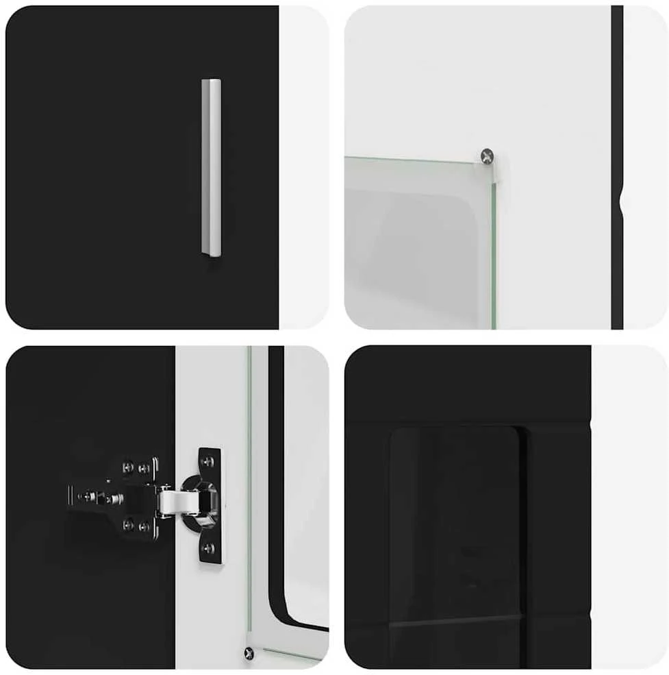TV spintelių komplektas FLORIN 3 vnt. Juoda Apdirbta mediena