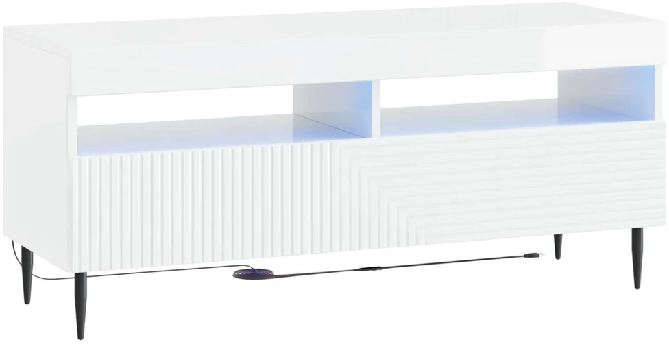 TV staliukas 3 dalių LED televizoriaus spintelė Itin blizgi balta