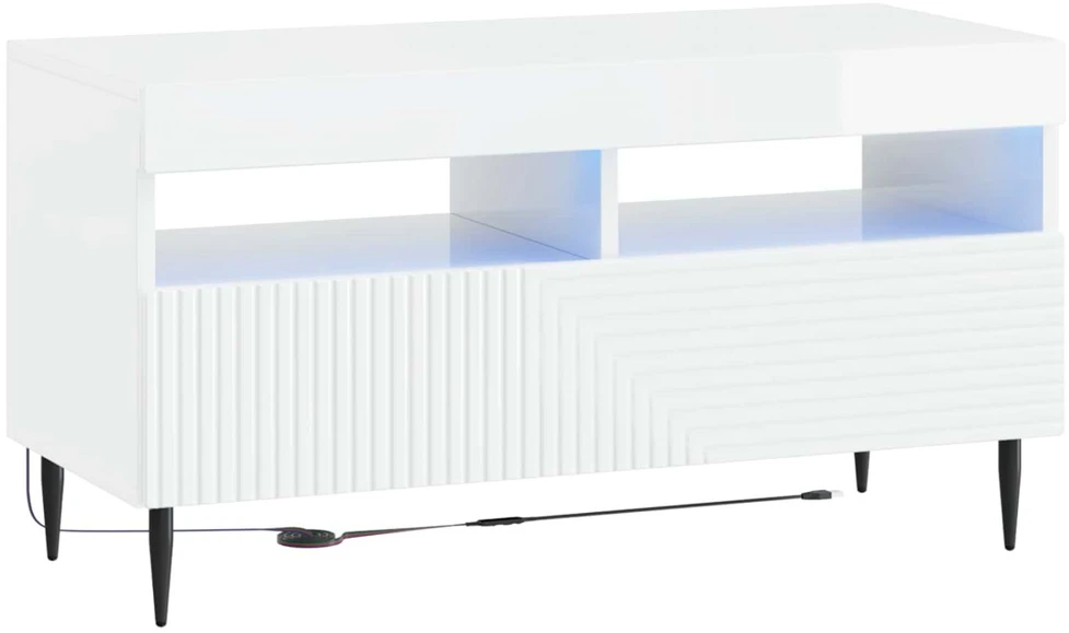 TV staliukas 3 dalių LED televizoriaus spintelė Itin blizgi balta
