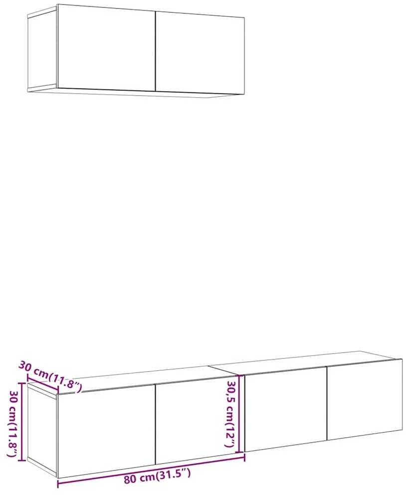 TV staliukas 3 dalių sieninis televizoriaus spintelės komplektas Artisan Oak