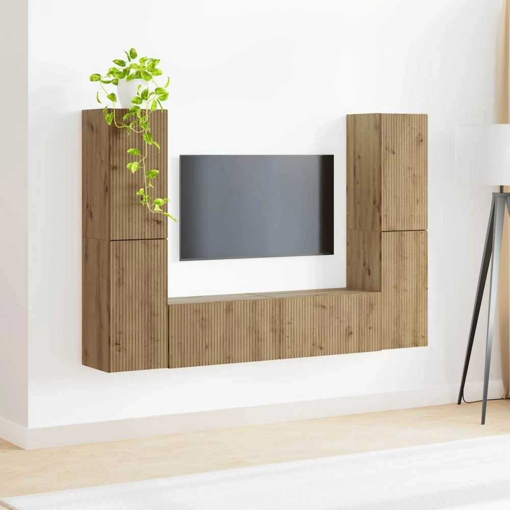 TV staliukas TV spintelių komplektas 6 vnt. Artisano ąžuolo Apdirbta mediena