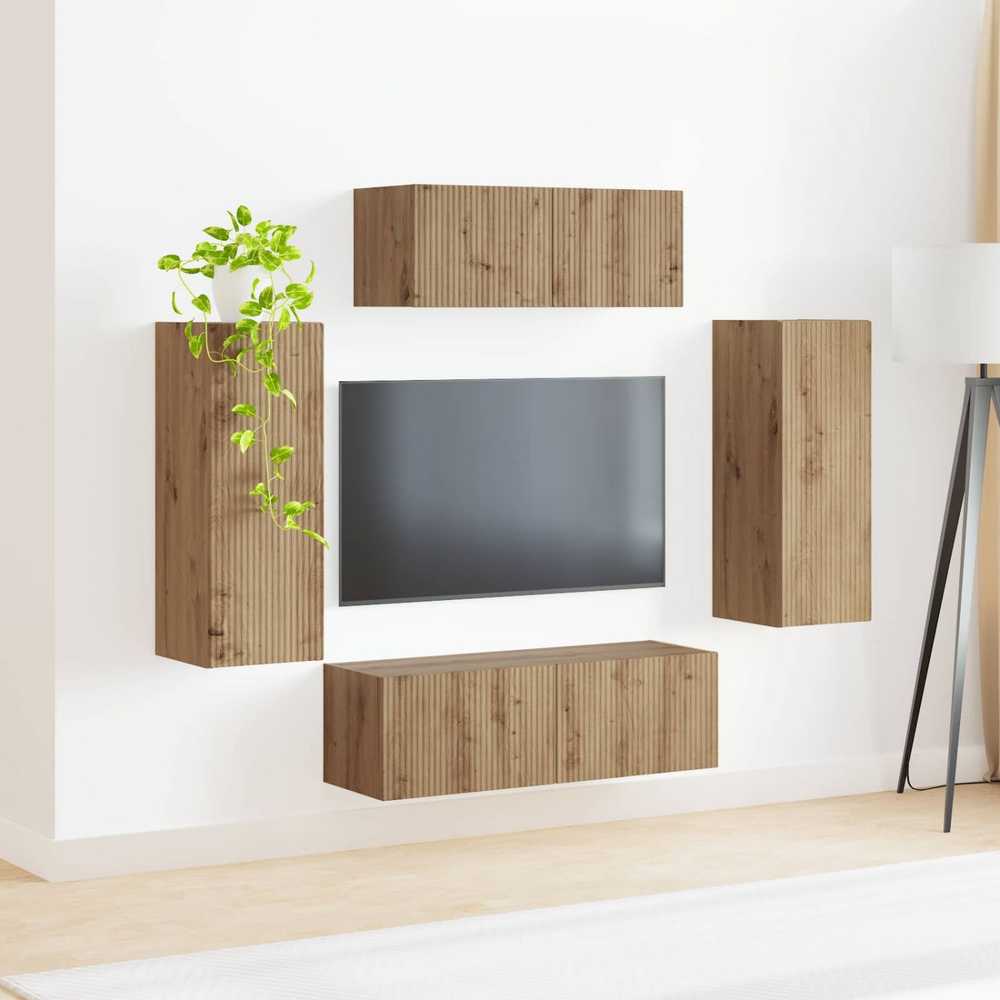 TV staliukas TV spintelių komplektas 4 vnt. Amatininkų ąžuolas