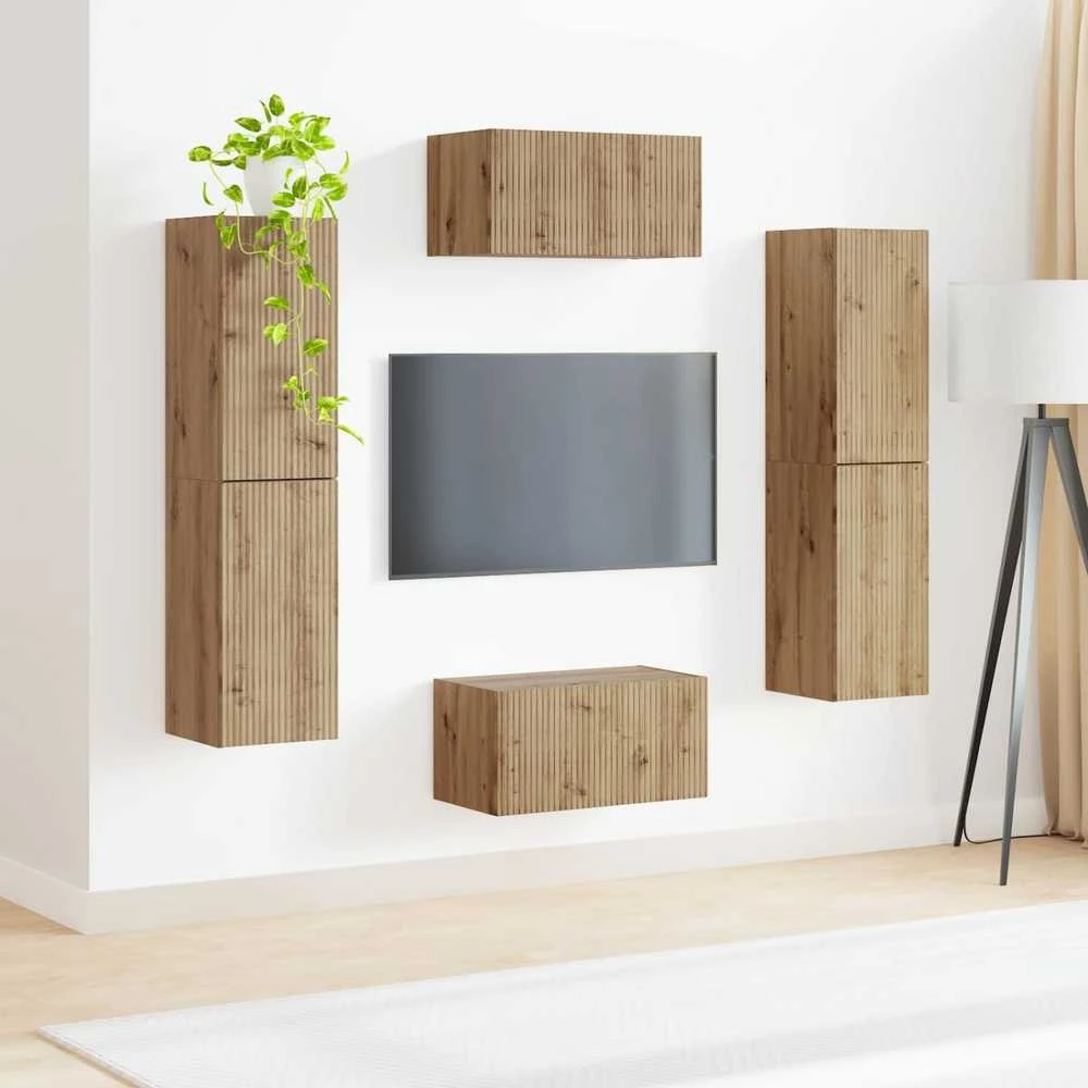 TV staliukas TV spintelių komplektas 6 vnt. Amatininkų ąžuolas