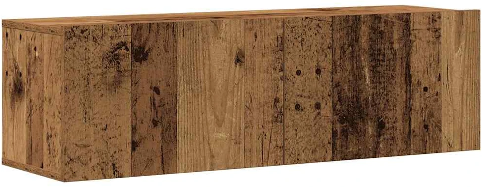 TV staliukas 4 dalių prie sienos tvirtinamas televizoriaus spintelių komplektas, senos medienos drožlės, 100x30x30 cm