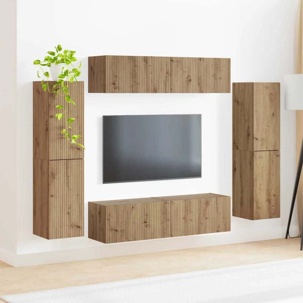 TV staliukas TV spintelių komplektas 8 vnt. Amatininkų ąžuolas