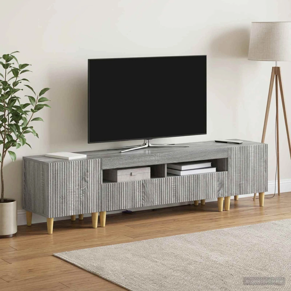 TV staliukas 3 dalių LED televizoriaus spintelė ARNHEM 3 vnt. Pilka Sonoma