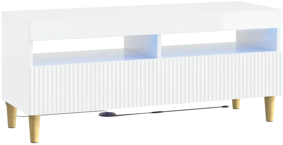 TV staliukas 5 dalių LED televizoriaus stovas Itin blizgi balta