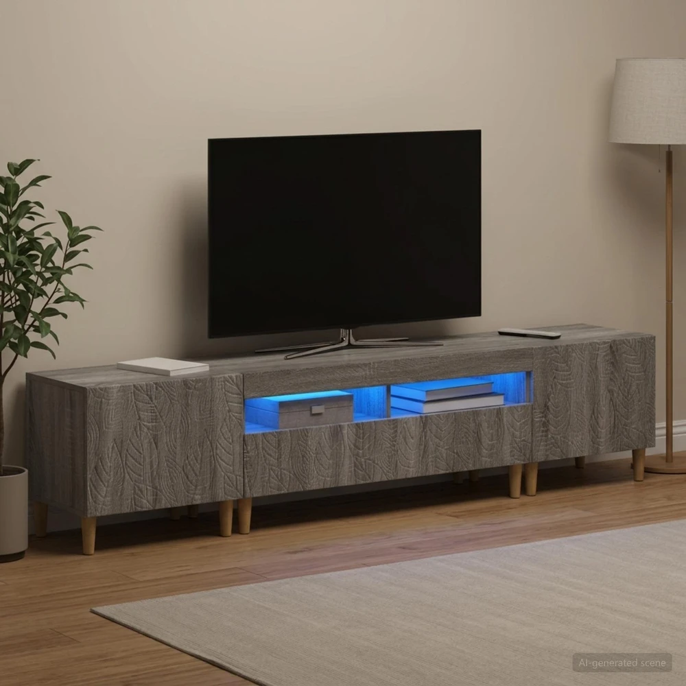 TV staliukas 3 dalių LED televizoriaus spintelė DELFT Pilka Sonoma