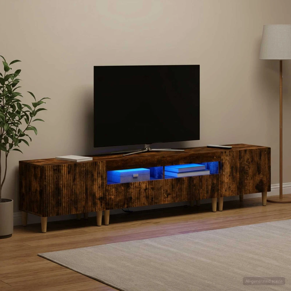 TV staliukas 3 dalių LED televizoriaus spintelė ARNHEM 3 vnt. Dūminio ąžuolo
