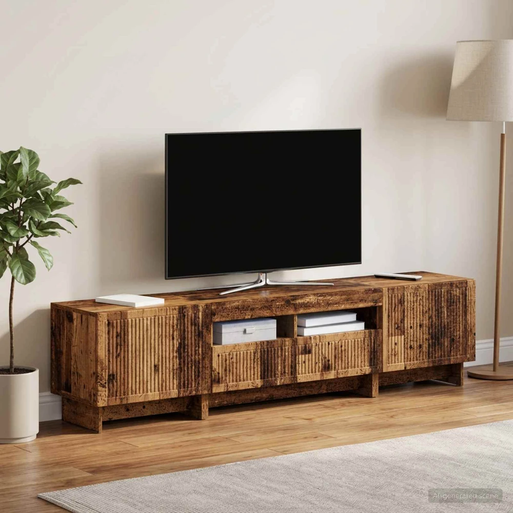 TV staliukas 3 dalių LED televizoriaus spintelė EDE Sendintos medienos
