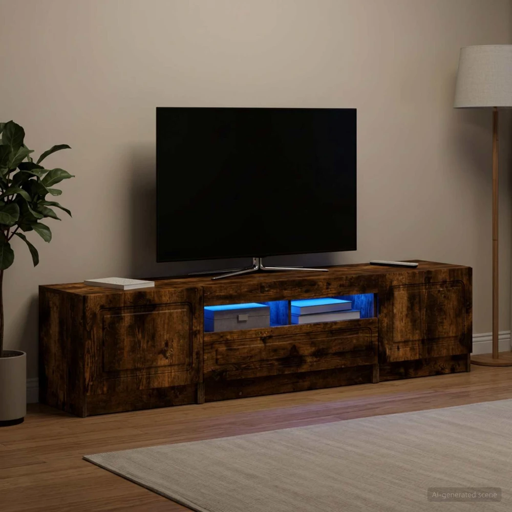 TV staliukas 5 dalių LED televizoriaus stovas UTRECHT 3 vnt. Dūminio ąžuolo