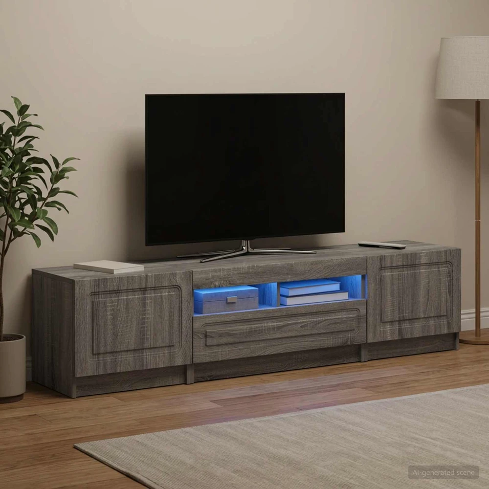TV staliukas 5 dalių LED televizoriaus stovas UTRECHT 3 vnt. Pilka Sonoma