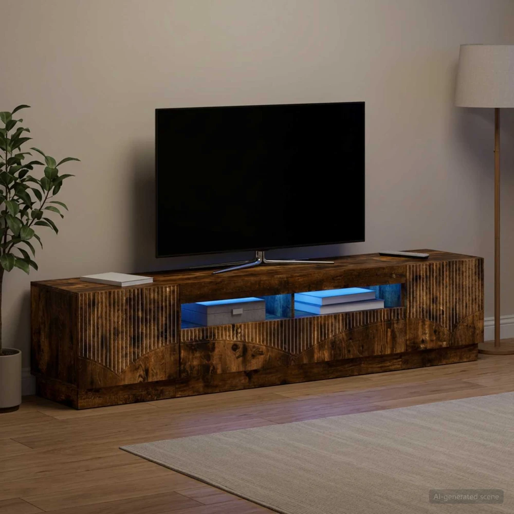 TV staliukas 3 dalių LED televizoriaus spintelė HOORN 3 vnt. Dūminio ąžuolo