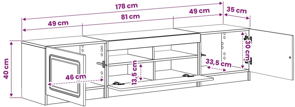 TV staliukas 5 dalių LED televizoriaus stovas Pilka Sonoma Apdirbta mediena