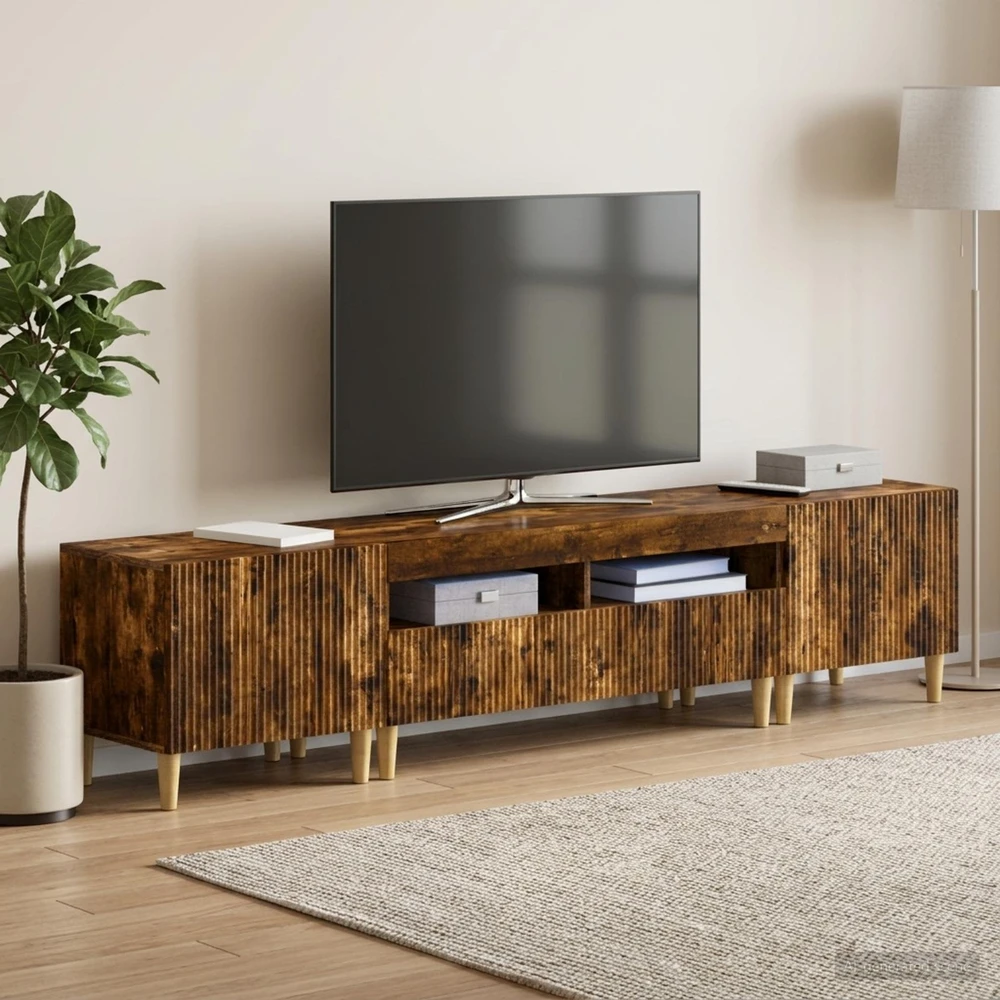 TV staliukas 3 dalių LED televizoriaus spintelė ARNHEM 3 vnt. Dūminio ąžuolo
