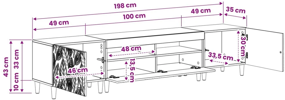 TV staliukas 5 dalių LED televizoriaus stovas Dūminio ąžuolo